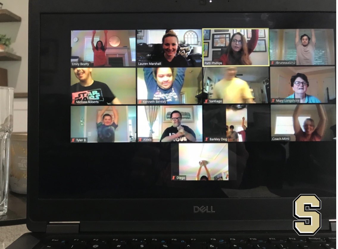 SprayberryHigh's tweet photo. Mrs. Beatty and Mrs. Marshall’s classes met on Zoom for Fun Friday with a special guest, Coach Mary! They played Bingo and did their ADPE fitness warmup together! 
#shspositiveposting #wearesprayberry https://t.co/Qa6DSeJOYr