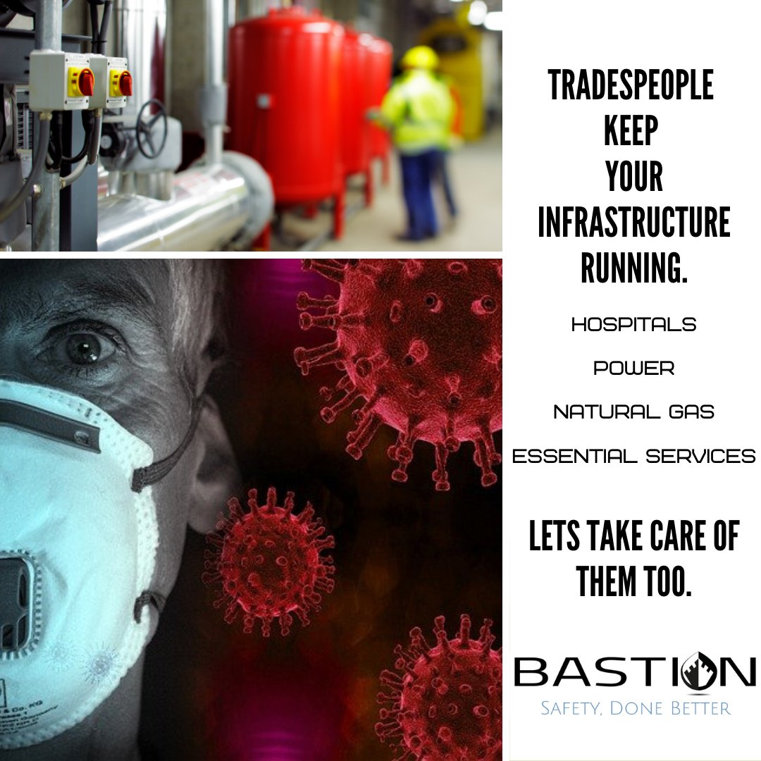 BastionSafe's tweet photo. Tradespeople are essential too!  Especially service work to keep our institutions running!  

Having a COVID-19 Response plan will help get you hired.

 We can help.

#Essentialservices #Safety #physicaldistance #socialdistancing #workfromhome #bastion #bastionsafe https://t.co/OOtZzXj0Pd