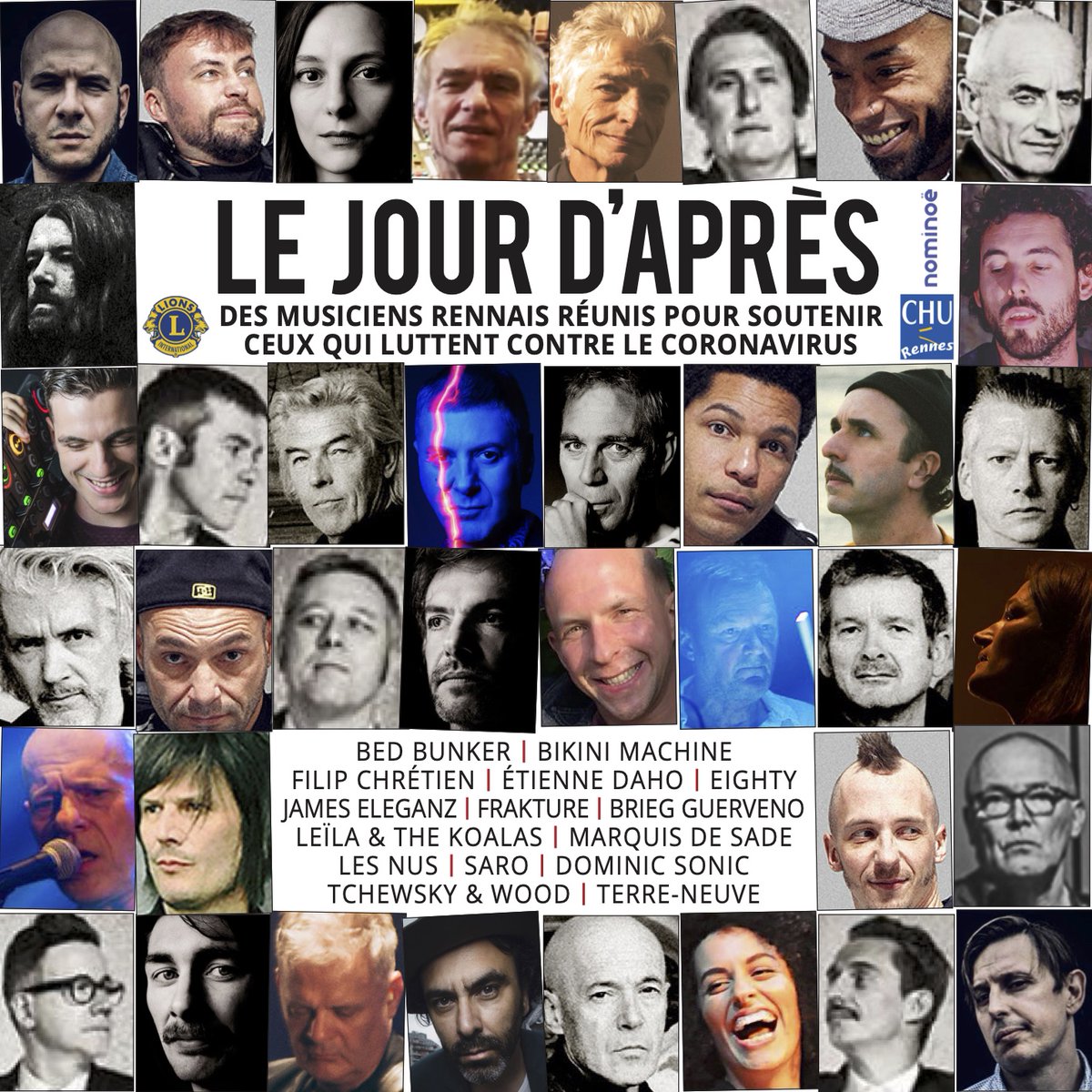 LE JOUR D’APRES: 
lejourdapres.bandcamp.com/releases
« Le Jour d’après » est un collectif de musiciens rennais réunis dans une compilation, pour soutenir le personnel du CHU de Rennes et les soignants dans la lutte contre le Covid 19. 
Faites un don:
fonds-nominoe.fr