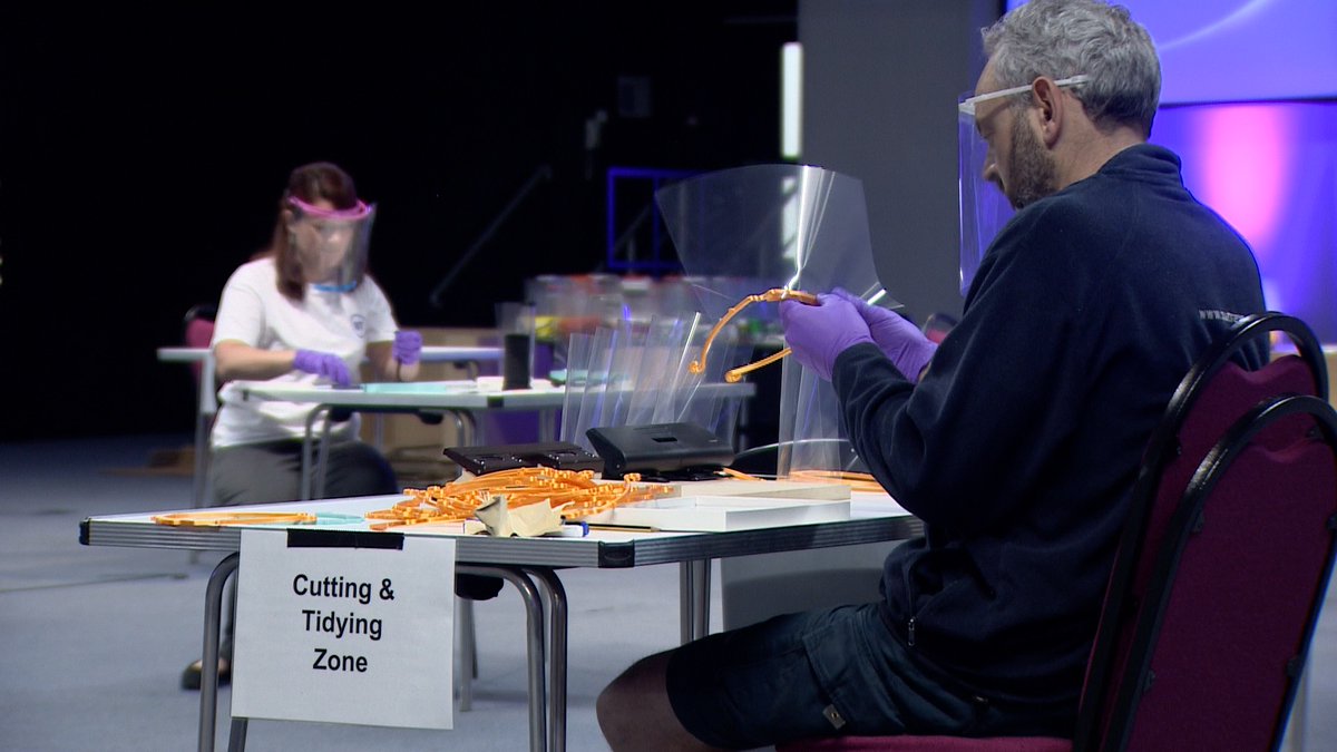 kevindburch's tweet photo. Tonight on @BBCLookEast at 6.30pm, the mini army of people coming together to help produce and get protective equipment to the frontline for health and social care workers. @JonnyUKBravo @adastralpark @InspirationEast @ESNEFT @bt_uk @Nickhulme61 @NNUH https://t.co/lHWfjeWKUo