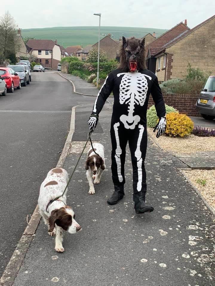 Steve is frightening the life out of his neighbours on his dog walk today 