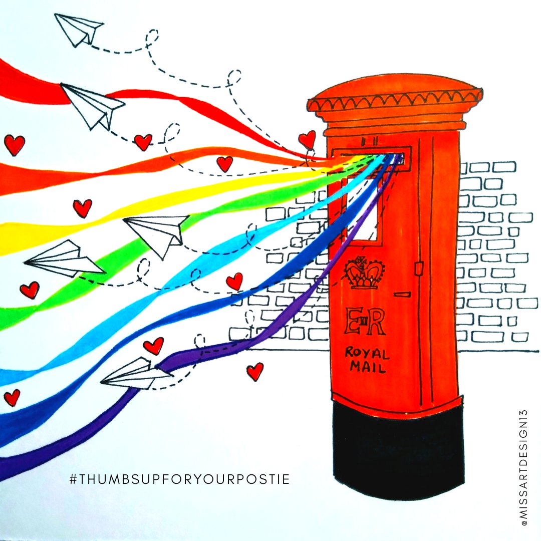 MissArtDesign13's tweet photo. So I promised my @DoverCollege #year7 Art class that I would create a piece of work at the same time as them, so here it is.

This is for all our fantastic @RoyalMail postmen and women doing a fantastic job during these challenging times. #

#thumbsupforyourpostie #royalmail https://t.co/k1W375HAHV