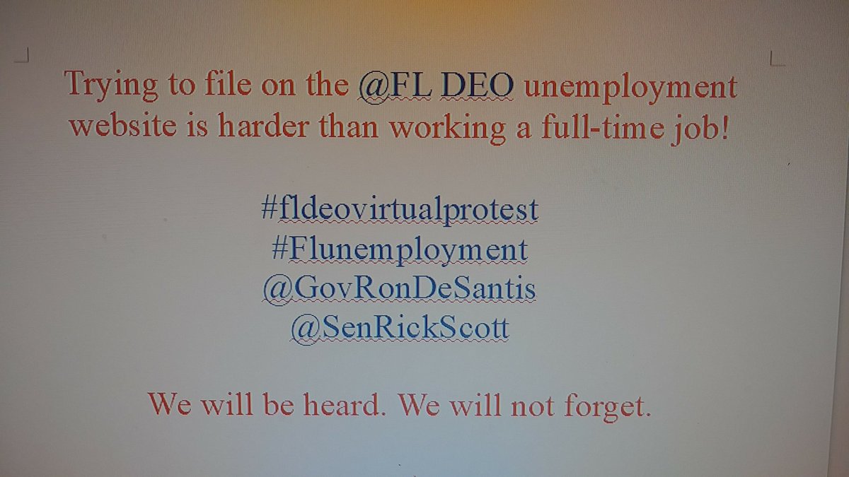sybilsring's tweet image. #floridaunemployment #FLDEOVirtualProtest @GovRonDeSantis @FLCaseyDeSantis @SenRickScott