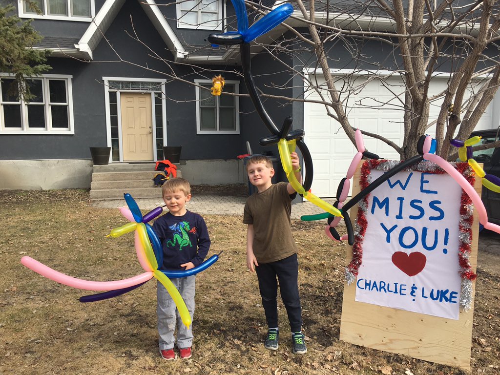 The boys were excited to see all their teachers and amazing staff from Windsor School. Thank you for putting on a neighbourhood parade! #WindsorBelonging <a href="/windsorLRSD/">Windsor School</a>