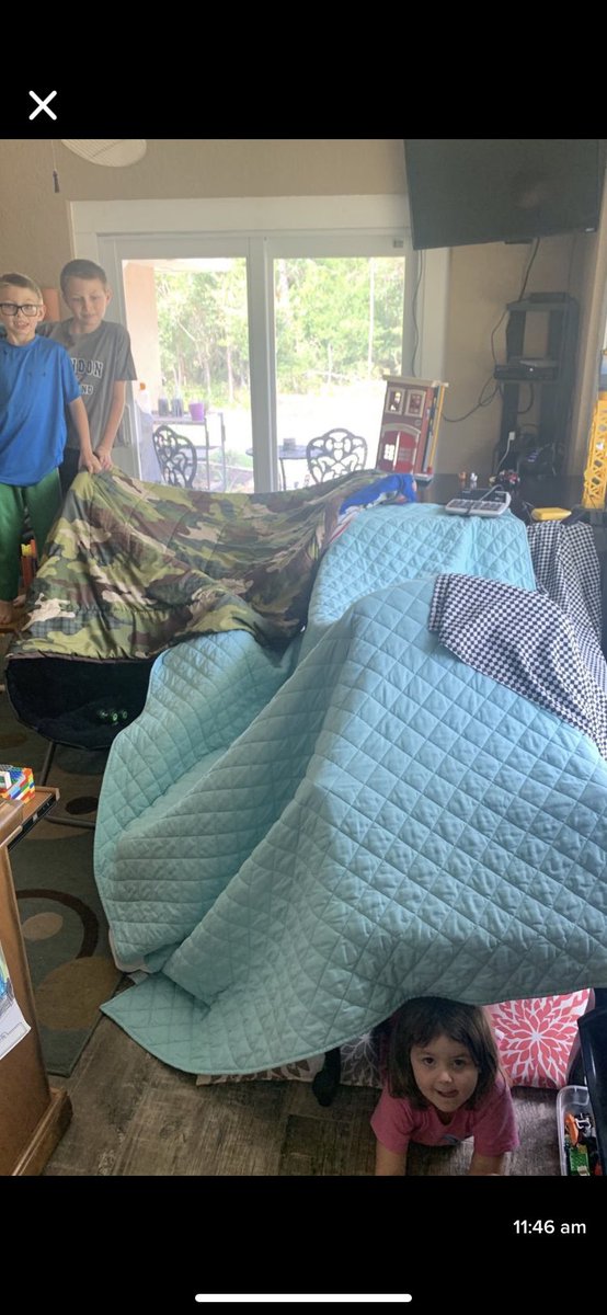 cyspotts's tweet photo. What do you do when you’re stuck at home on a hot day? Make a fort of course! #spiritweek #funwithsiblings #wanttoplay @BCEBobcat https://t.co/OimpE93P69