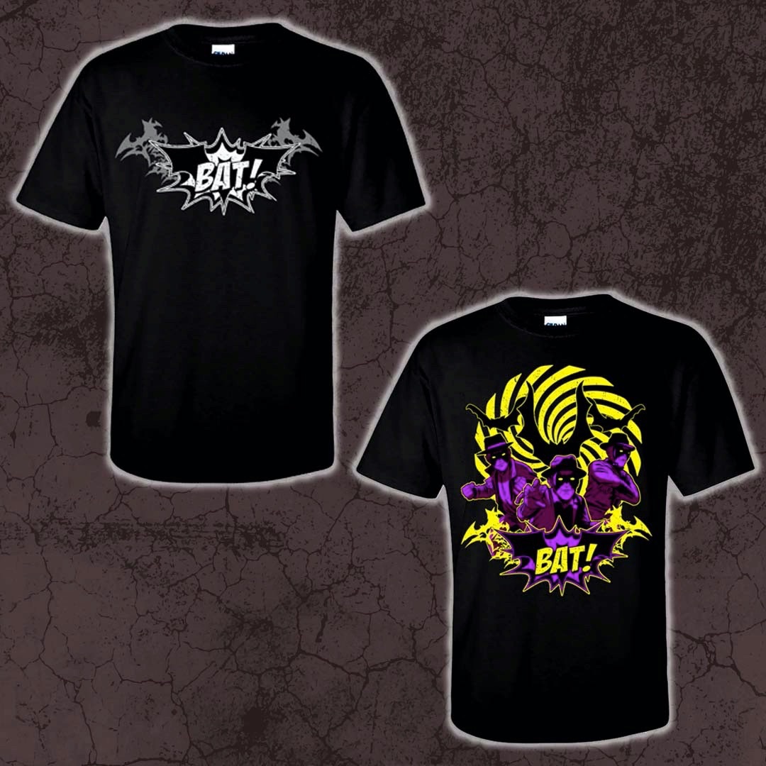BAT! blowout sale! Get 50% off BAT! T-Shirts! Available in women’s and men’s sizes. This offer is good through 4/26 at batcaverecords.com
