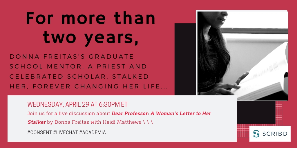 sarahrusso's tweet photo. Friends, I'm hosting a live discussion between Donna Freitas &amp; @Heidi__Matthews on Wed, 4/29@6:30pmET, about #consent, fear, being a student+woman, and power dynamics w/ Donna's new book Dear Professor as the launching off point. I hope you'll join us. https://t.co/f0mlNSceif https://t.co/BBMPgyf1is