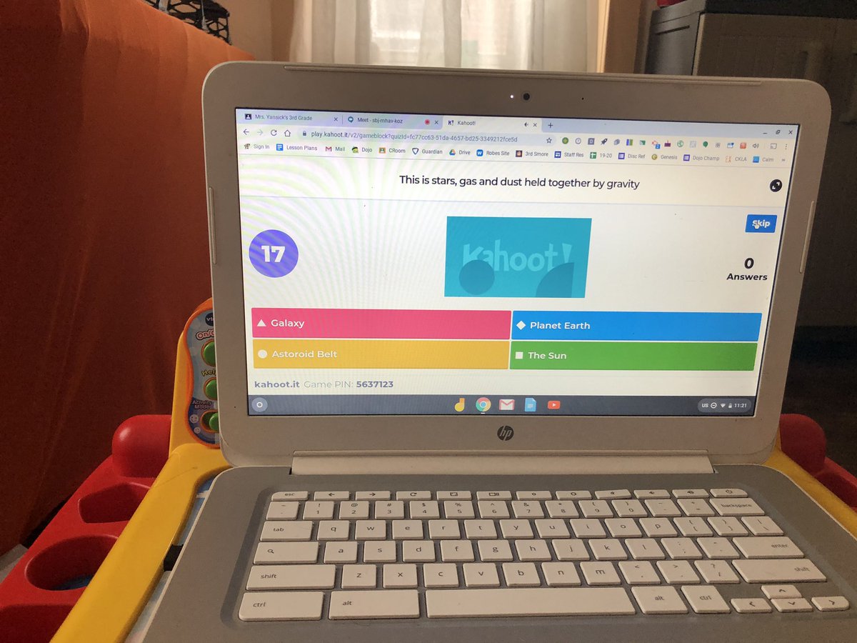 Our first Google Meet/ Kahoot happened today and it was awesome! We reviewed our Space Vocabulary and then had a little morning meeting to catch up and share! Missin’ these kiddos &amp; my <a href="/FTSD_Meenan/">Kim Meenan</a> ❤️👯‍♀️