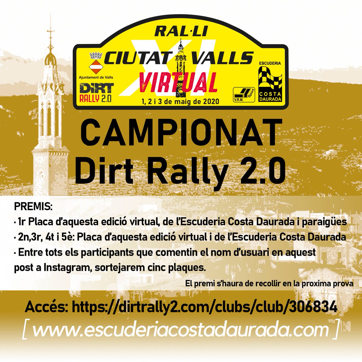 Aquest any toca quedar-nos a casa. Per passar les ganes de ral·li en fem un de virtual
#dirtrally #rallyciutatdevalls #COVID19 #totanirabe #quedatacasa