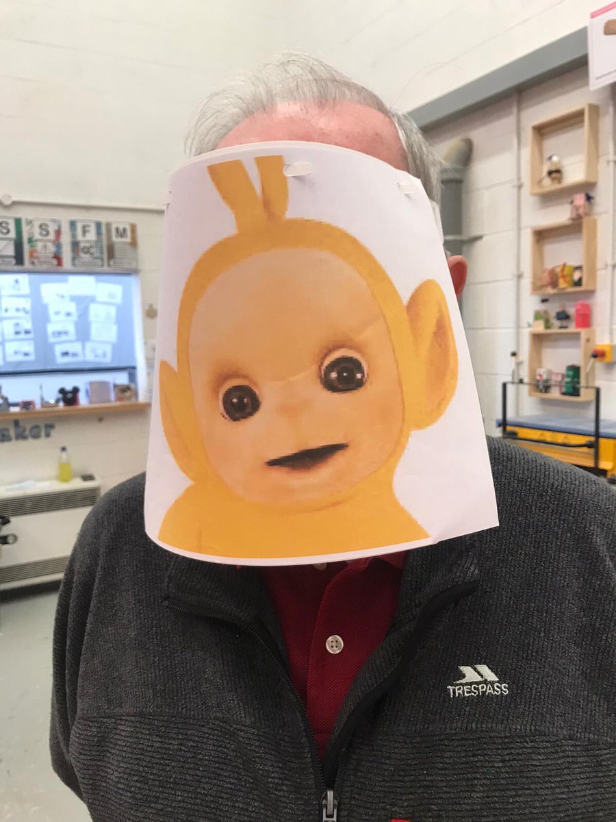 Crestwood_DfE's tweet photo. Thank you to Mr Hussey, Mr Haymer, Mr Hunt &amp; Mr White or should we say, TinkyWinky, Dipsy, LaaLaa, &amp; Po, for continuing to produce face shields for our NHS staff and care workers. 
Total so far: 2040 Face Visors and 1100  Face mask tension relief bands #CrestwoodFamily #PPEupdate https://t.co/oBrc2w46Gr