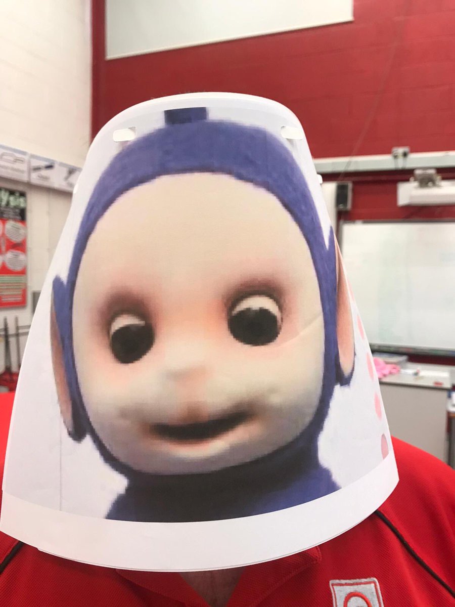 Crestwood_DfE's tweet photo. Thank you to Mr Hussey, Mr Haymer, Mr Hunt &amp; Mr White or should we say, TinkyWinky, Dipsy, LaaLaa, &amp; Po, for continuing to produce face shields for our NHS staff and care workers. 
Total so far: 2040 Face Visors and 1100  Face mask tension relief bands #CrestwoodFamily #PPEupdate https://t.co/oBrc2w46Gr
