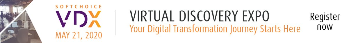 softchoice's tweet photo. Join global technology leaders on May 21st at Softchoice Virtual Discovery Expo, our full-day #VirtualConference, as they share insights and technology trends driving business transformation today. Register now: https://t.co/BPXKflAYdo https://t.co/U2tCfKcrMZ