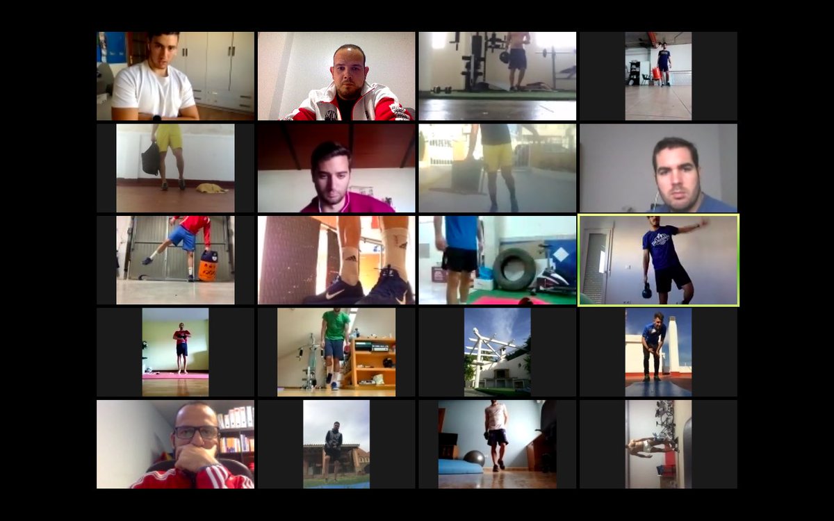 #YoMeQuedoEnCasa 🏋🏻‍♂️ con <a href="/RafaLorenteCo/">Rafael Lorente</a> y <a href="/CristobalMG10/">Cristóbal</a>. 

✅ Última sesión de entrenamiento físico de la semana. 

🖇 Cada vez más fuertes, cada día más cerca de volver. 

➡️ Nosotros nos quedamos en casa, ¡pero sin bajar el ritmo! 

#FuerzaYHonor #HastaElFinal 💙⚪️
