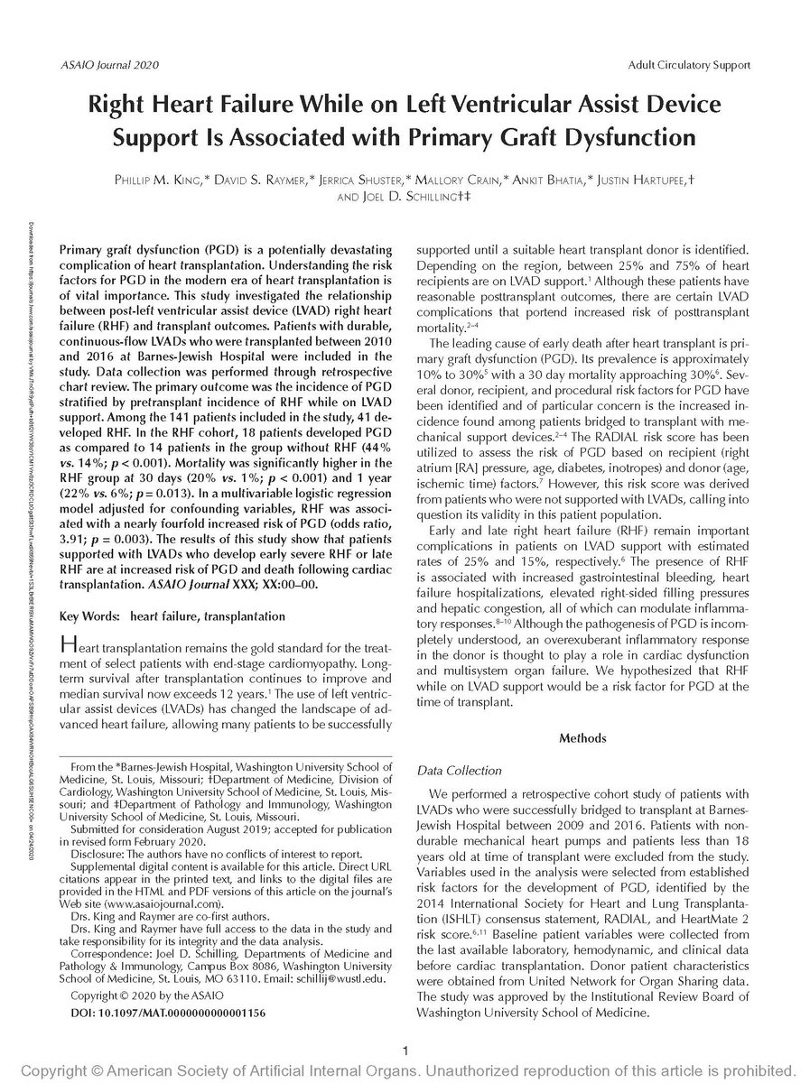 asaiojournal's tweet photo. #OnlineFirst Right Heart Failure While on Left Ventricular Assist Device Support Is Associated with Primary Graft Dysfunction
https://t.co/0M9MdNCsgV
@WUSTLmed 

#PrimaryGraftDysfunction #LVAD #RightHeartFailure #HeartTx https://t.co/VFJKODxVVk