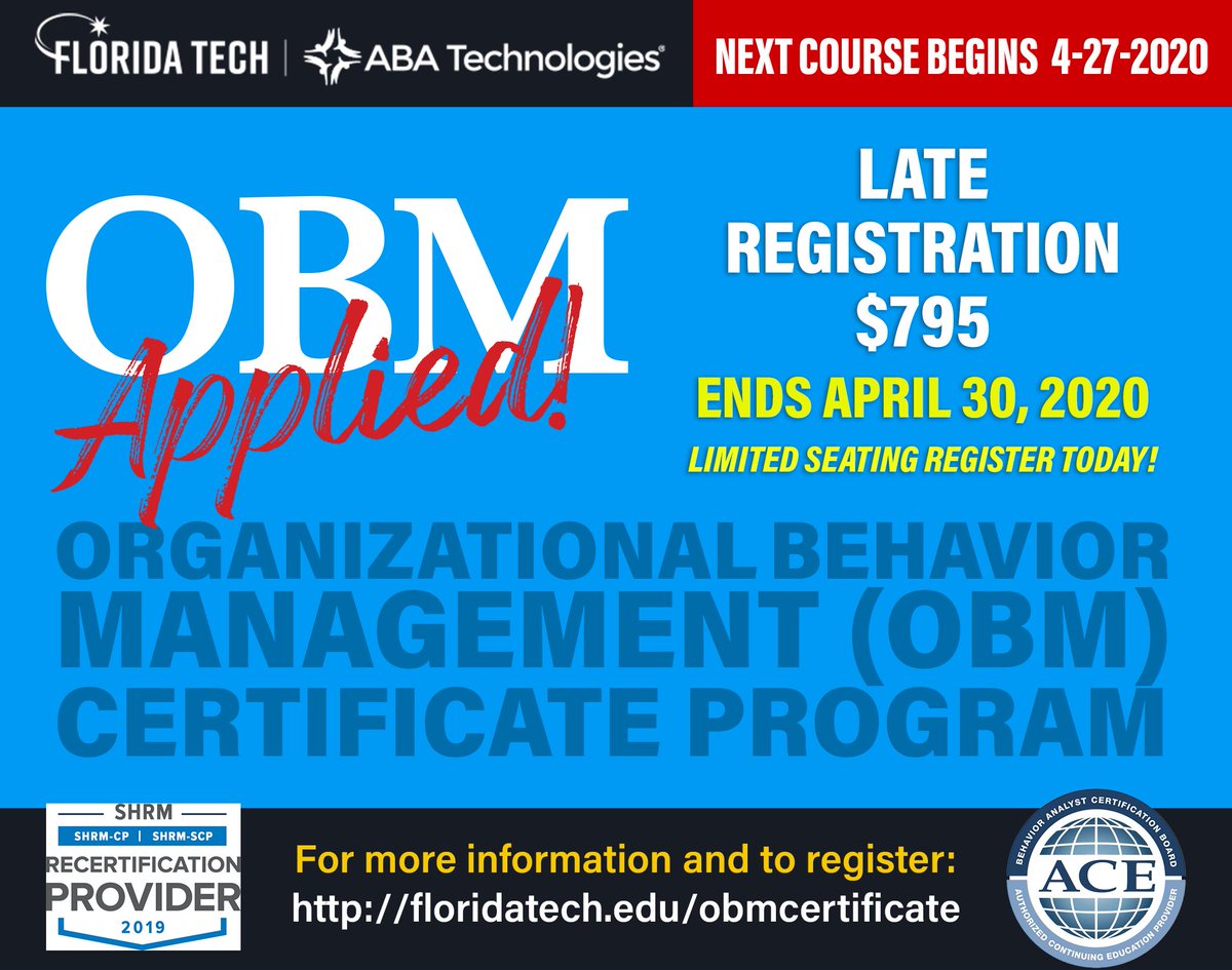 abatechnologies's tweet image. Learn the essentials of OBM and what learning in the workplace is all about.
Register Now: floridatech.edu/obmcertificate
.
.
.
#obm #organizationalbehavior #organizationalbehaviormanagement #teameffectiveness #organizationaldevelopment #highperformingteams #leadershipdevelopement