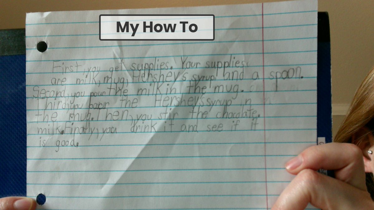 kelli_321's tweet photo. #CISDROCKS @Crestview2 Ss got to choose from the writing board this week. Two of my students wrote "how-to" papers on making chocolate milk.  I love that they remembered to use transition words, capitals at the beginning of their sentences, and punctuation at the end. https://t.co/bNJGRxqHgv