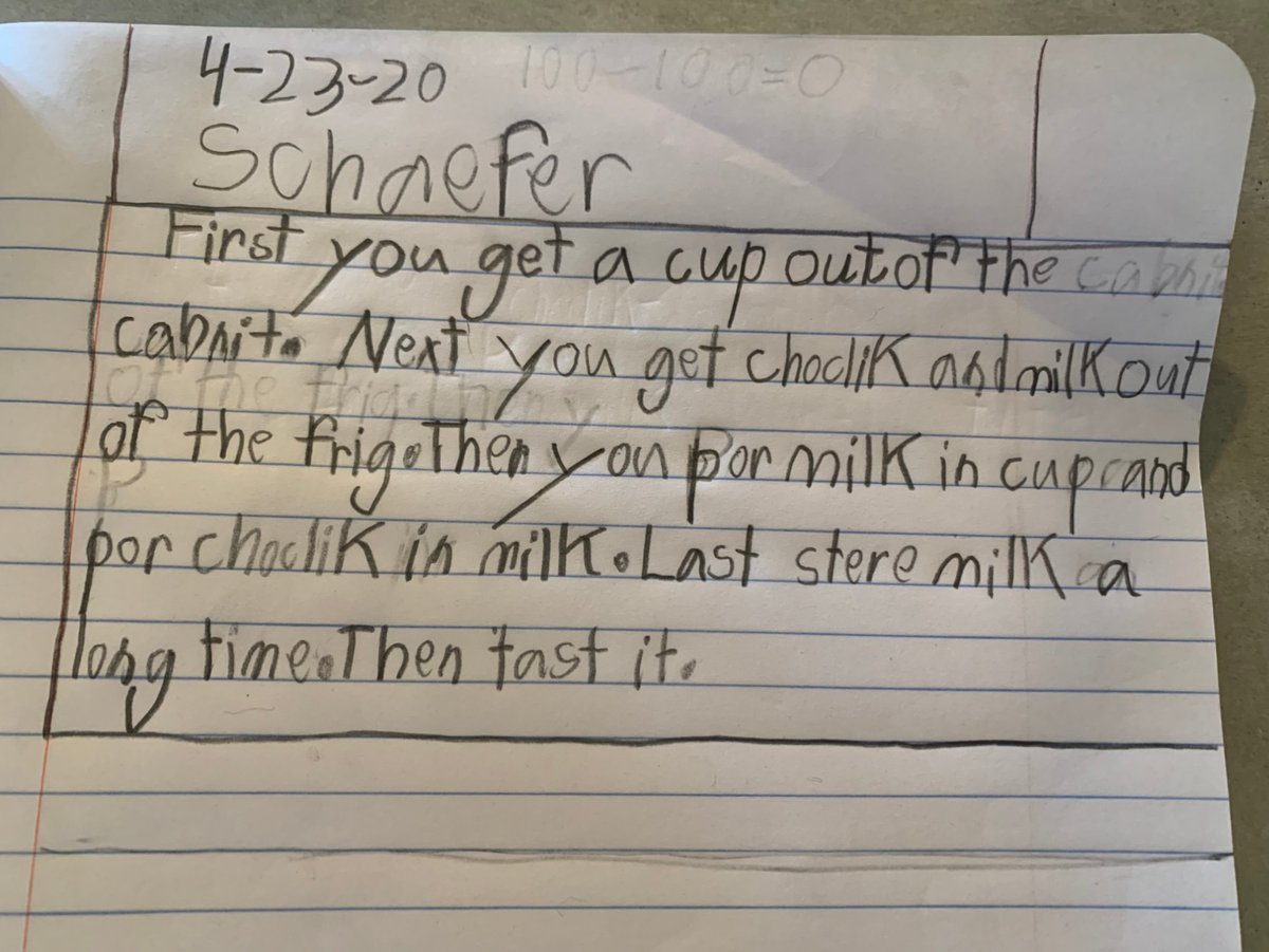 kelli_321's tweet photo. #CISDROCKS @Crestview2 Ss got to choose from the writing board this week. Two of my students wrote "how-to" papers on making chocolate milk.  I love that they remembered to use transition words, capitals at the beginning of their sentences, and punctuation at the end. https://t.co/bNJGRxqHgv