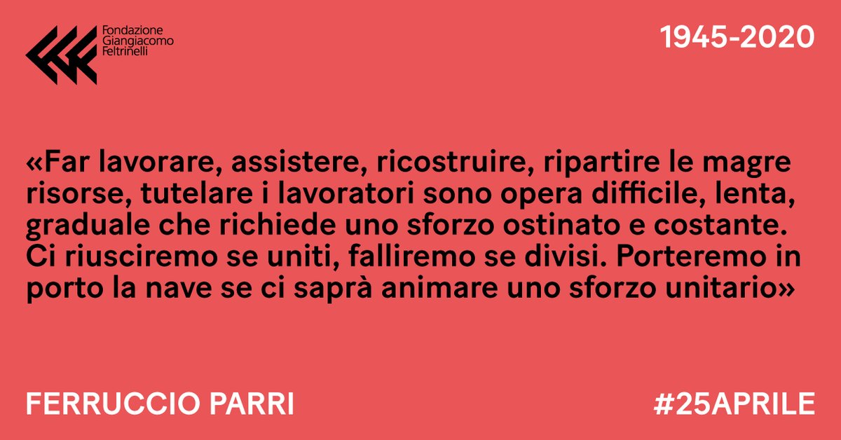 “Porteremo in porto la nave se ci saprà animare uno sforzo unitario” 
Buon #25aprile #FestadellaLiberazione #FuorileIdee @LaFeltrinelli <a href="/FondCariplo/">Fondazione Cariplo</a> <a href="/ComuneMI/">Comune di Milano</a> <a href="/feltrinellied/">Feltrinelli Editore</a> <a href="/max_tarantino/">Max Tarantino</a> <a href="/pfmajorino/">Pierfrancesco Majorino</a>
