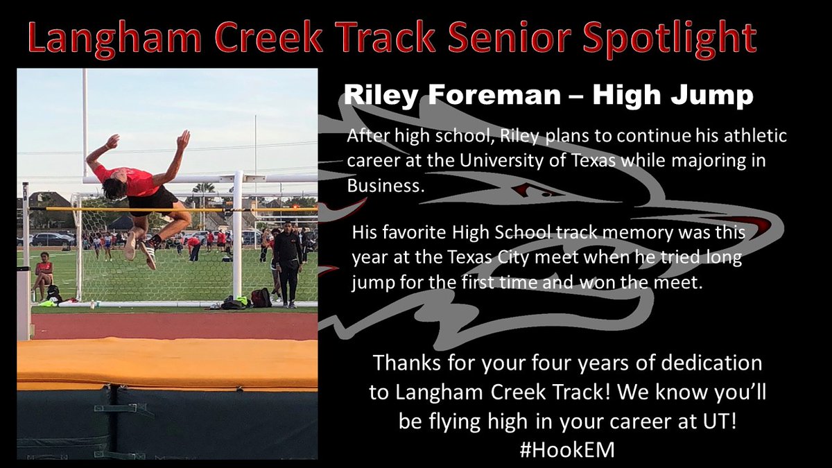 LCLobosTrack's tweet photo. Today's edition of #SeniorSpotlight features @TexasTFXC commit Riley Foreman (@TheRileyForeman) Riley was a 4 year letterman for track and ends his HS career ranked #2 in Texas and #3 in the US. #LoboNation @CFISDAthletics @langhamcreekhs @lchsabc https://t.co/Cy7yzEGfQe