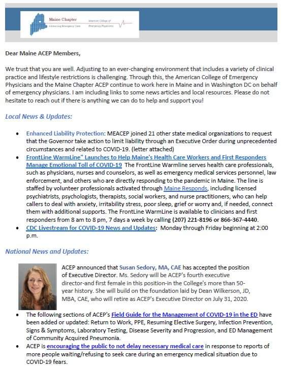ACEPMaine's tweet photo. Maine ACEP update to members jest sent out. Check your email for the full list of ACEP news! https://t.co/doefdFJObr