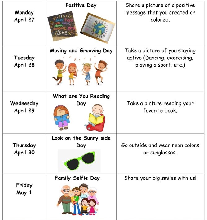 BennettFISD's tweet photo. Please join us for a Virtual Spirit Week starting next Monday!
April 27th - May 1st. Each day we will create a post so you can add your pictures in the comments! #TigerWay #BennettRocks https://t.co/mFk4jmk8MX