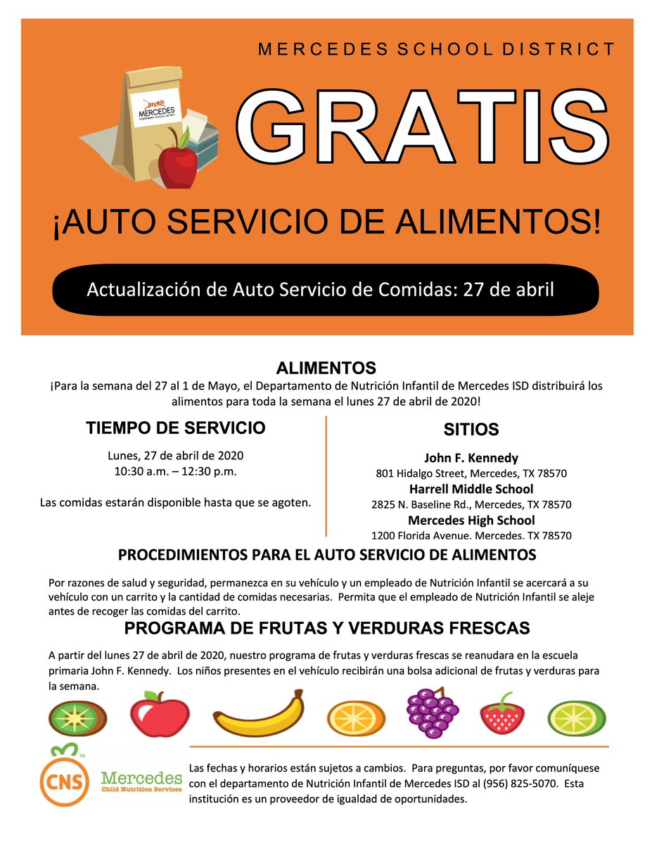 Drive-Thru Meals for the week of April 27

Self-service food for the week of April 27