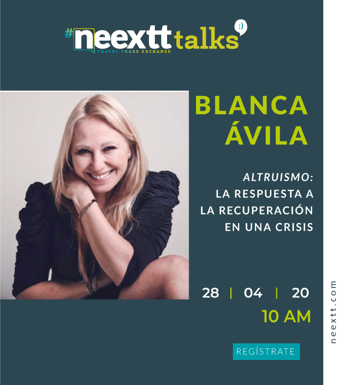 neextt_'s tweet photo. El próximo martes, no te pierdas el siguiente webinar de #NeexttTalks: Altruismo: la respuesta a la recuperación en una crisis”, con Blanca Ávila (@BlancaBeat3). #SomosTurismo #SomosNeextt
🕙10:00 am (CDMX)
👉 ¡Regístrate aquí!
https://t.co/wb9pYfCBSd https://t.co/ArlIsdmMg5