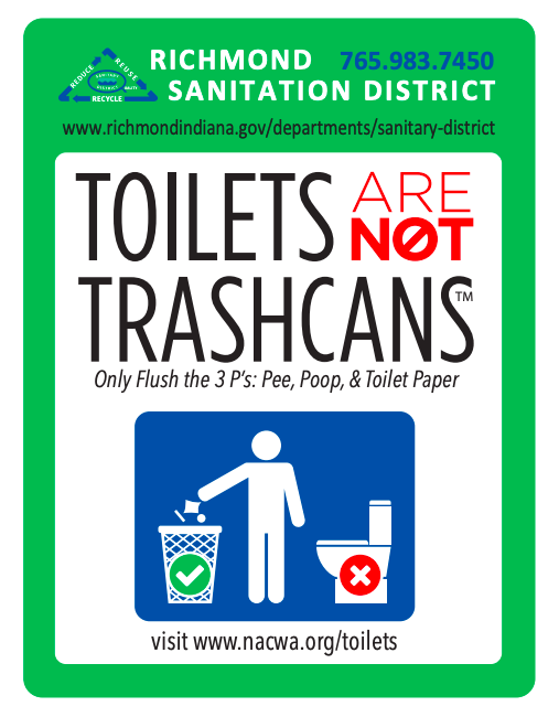 Toilets are not trashcans. This reminder from <a href="/StellarRichmond/">City of Richmond, Indiana</a>