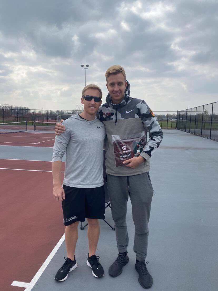 UNOHTennis's tweet photo. We couldn’t have a real deal senior day this year, but we had to do a little something to honor our only senior today. So proud of Lars for a brilliant career, can’t wait to see what the future holds for him! #RacerForever #RacerFamily #SeniorDay https://t.co/7MMBEgfO9f