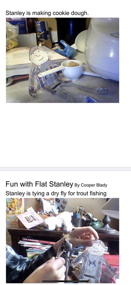 MelMoses1's tweet photo. More fun with Flat Stanley...3rd graders putting him to work!  @hasd_wpt @AudreyDell20 https://t.co/sFt5hVkdt4