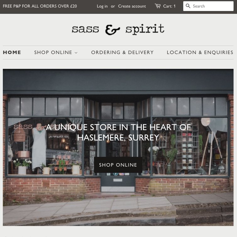 PMGettingItDone's tweet image. In these extraordinary circumstances we all feel for our local high street businesses. We quickly put together an ecommerce website so that Sass &amp;amp; Spirit could continue to get their beautiful unique products to their customers. #ecommerce #shoponline #haslemere #website #online