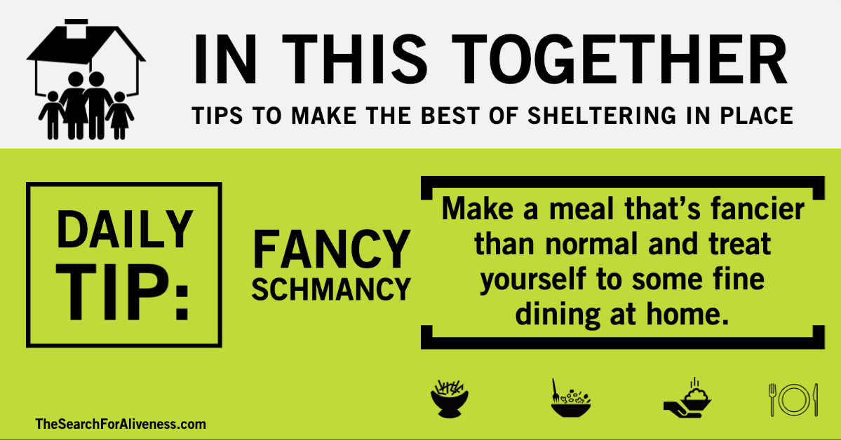 AlivenessSeries's tweet photo. What's your favorite "fancy" meal to eat at home?  #wereinthistogether #aliveness #shelterinplace https://t.co/eazTMoaXO8