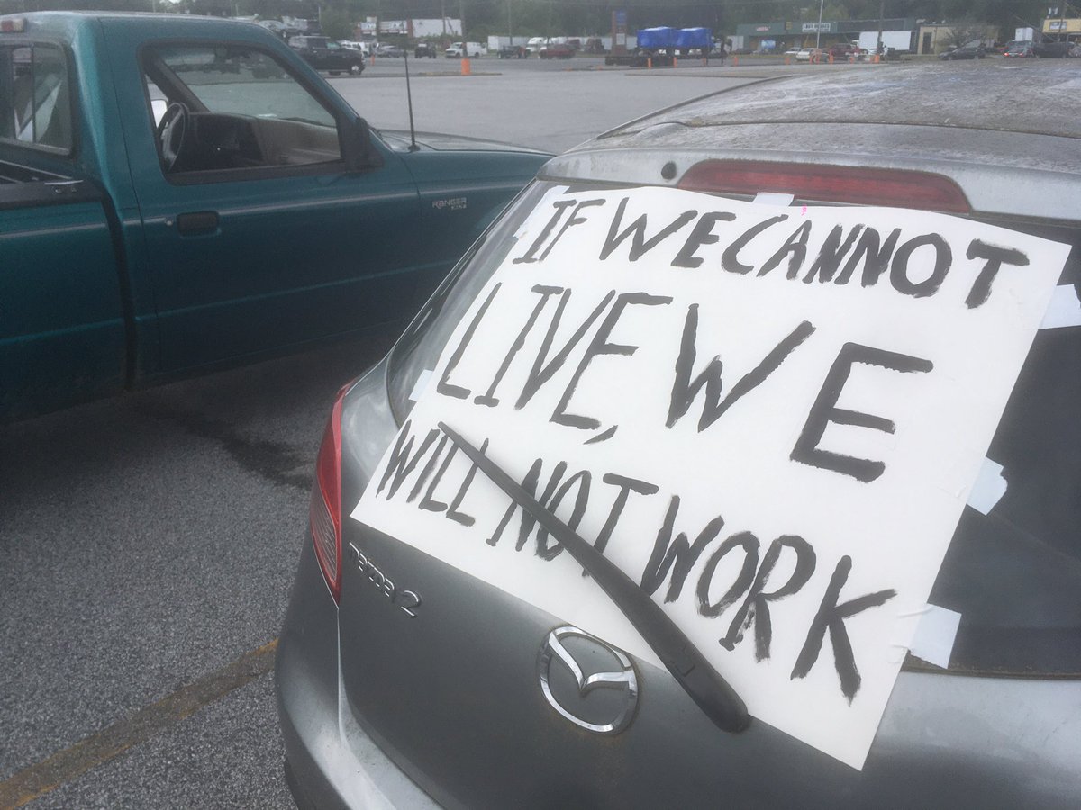 sbc_atl's tweet image. Caravan protest against reopening Georgia today