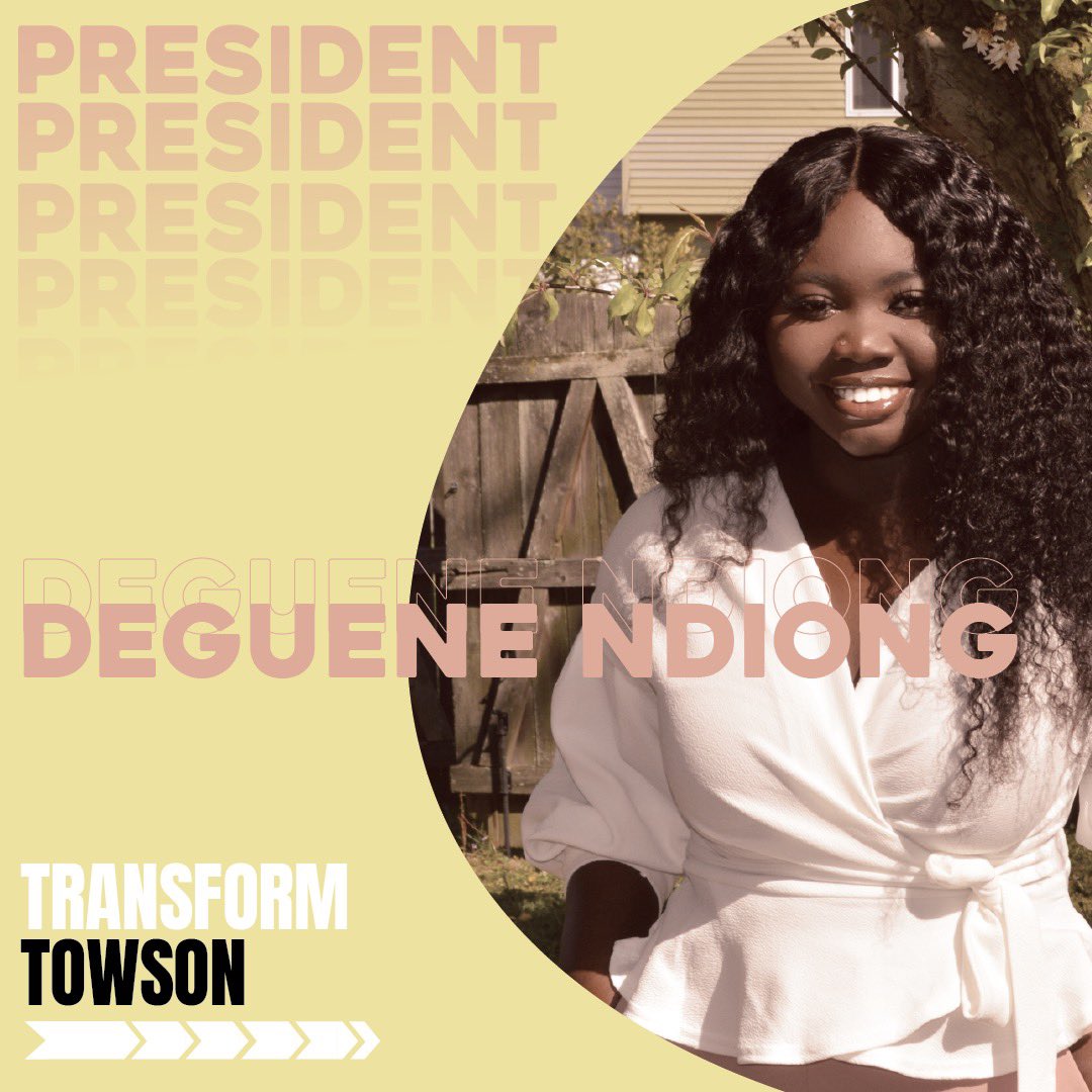 TransformTowson's tweet photo. Meet Our President Deguene Ndiong! She is a Rising Senior, Criminal justice and political science Major, from Silver Spring, Maryland. https://t.co/PUay3EVE6D