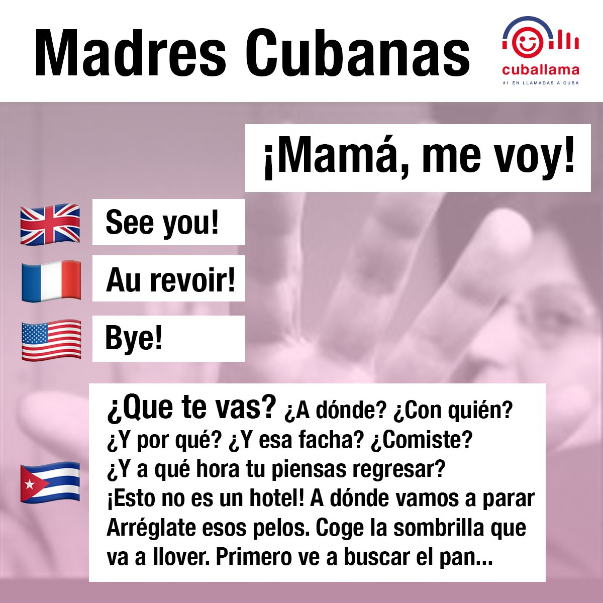 cuballama's tweet photo. 💥 Así son las madres cubanas, ¿verdad o mentira? 💯🇨🇺 #cuba #havana #habana #lahabana #cubansbelike #cubatravel #miami #visitcuba #cubanos #comidacubana #cubaymiami #nostalgiacubana #cubano #cubana #cubalibre #cubantaste #visitcuba  #memescubanos #chuchodelchucho #cuballama https://t.co/D3h2Rysvmi