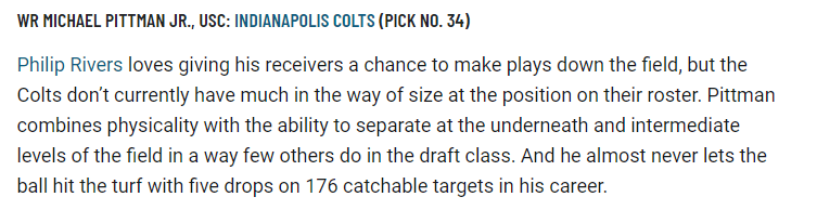 mikerenner_'s tweet photo. Michael Pittman Jr. to the Colts was a perfect fit I highlighted again and again this draft season. Home run https://t.co/iTInIY8Gzd