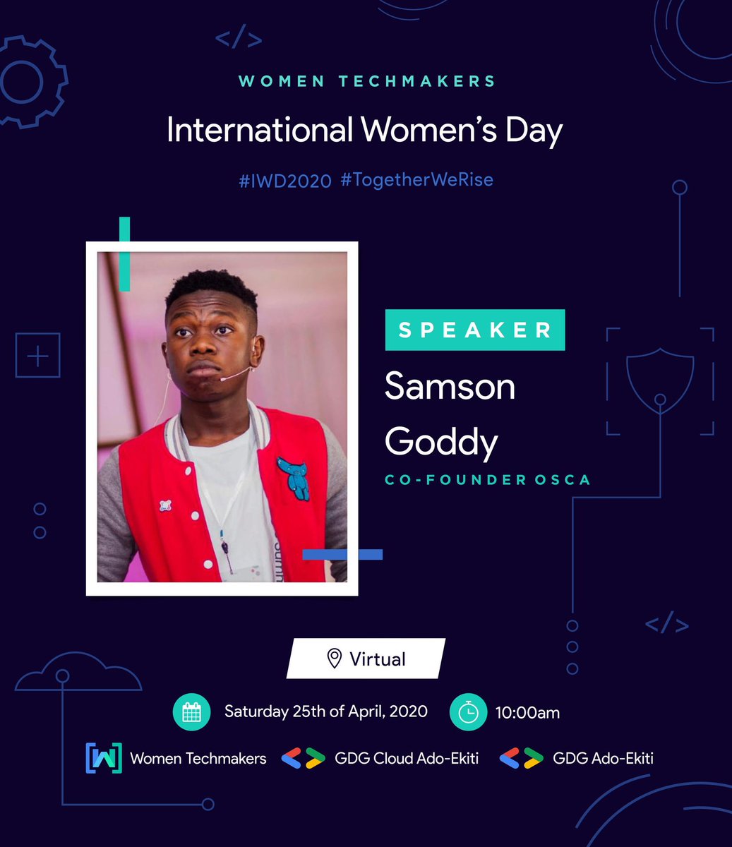 We are super excited to announce that @Samson_Goddy will be speaking on open source at our #IWD20 celebration💃

#TogetherWeRise #IWD20 #WTMAdoEkiti