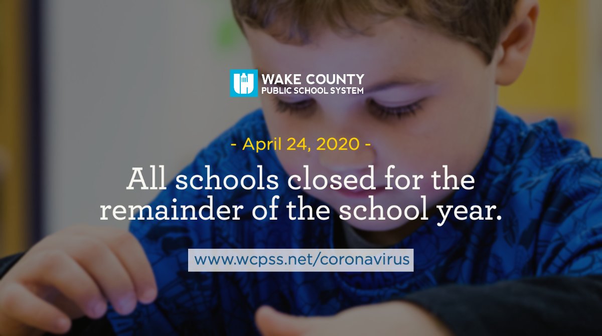 Governor Cooper announced today that all public school buildings will remain closed for the rest of the school year. In keeping with this order, all WCPSS school buildings will remain closed for the remainder of this school year for in-person instruction.