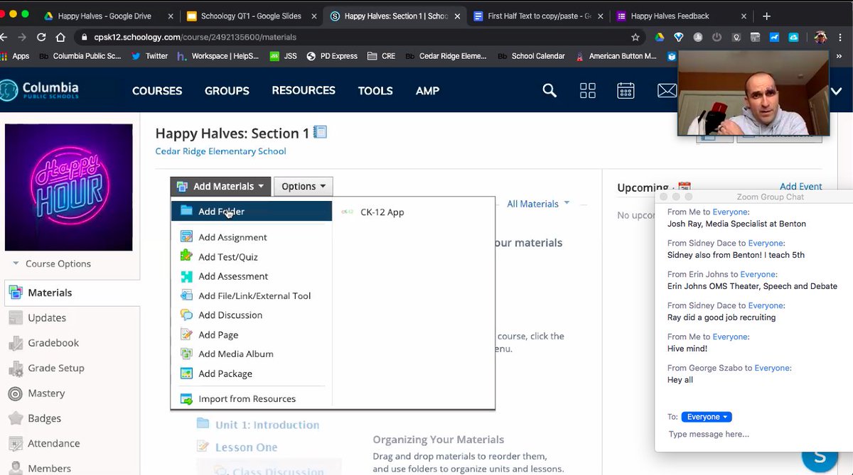 Thanks a ton @MattVillasana for hosting #HappyHalves, 30-minute ed tech talk every Friday for teachers. Today we delved into <a href="/Schoology/">Schoology</a>! #cpsbest