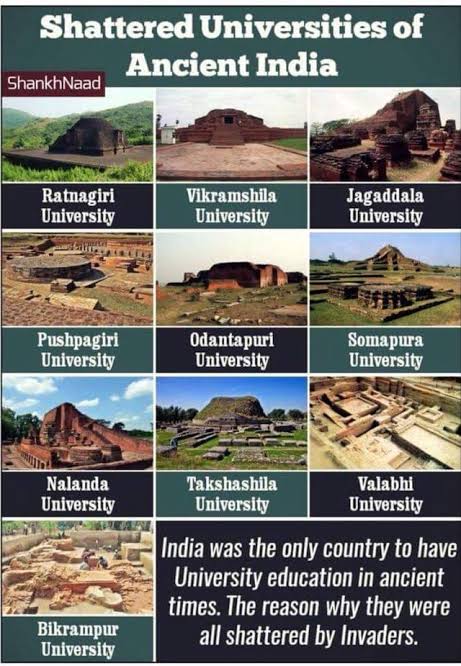 The destruction of these centres of learning at Nalanda and other places across northern India was responsible for the demise of Ancient Indian scientific thought in Mathematics, Astronomy, Alchemy, and Anatomy.
