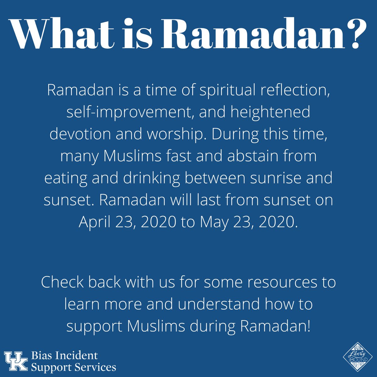 Happy Ramadan! Swipe left to learn more about Ramadan and check back with us to learn more and find out how to support Muslims during Ramadan. #ramadanmubarak