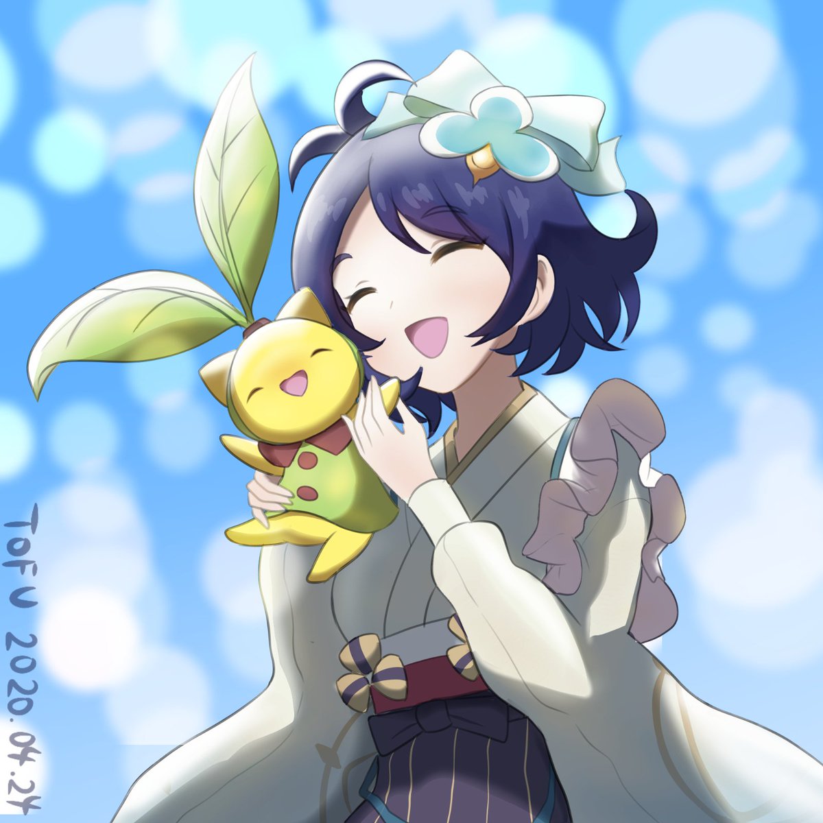 Pulled Mitsuba today so I drew this 🍙
 #ドラガリお絵かき部