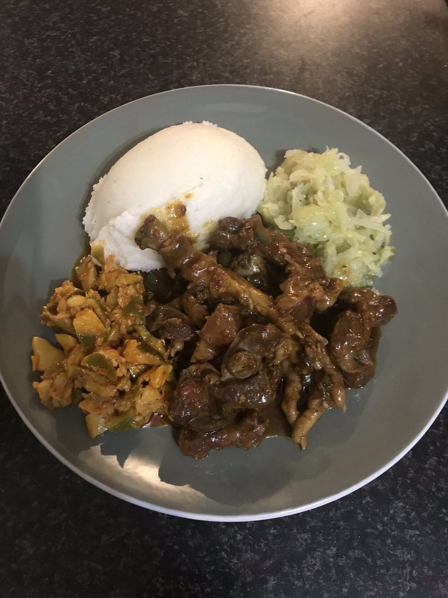 FaithZwane's tweet photo. Dinner.....Just as I craved it#feedthecraving😋
#Pap
#Cabbage
#ChickenFeet&amp;Giblets
#Atchaar https://t.co/3ei7Pf5PyC