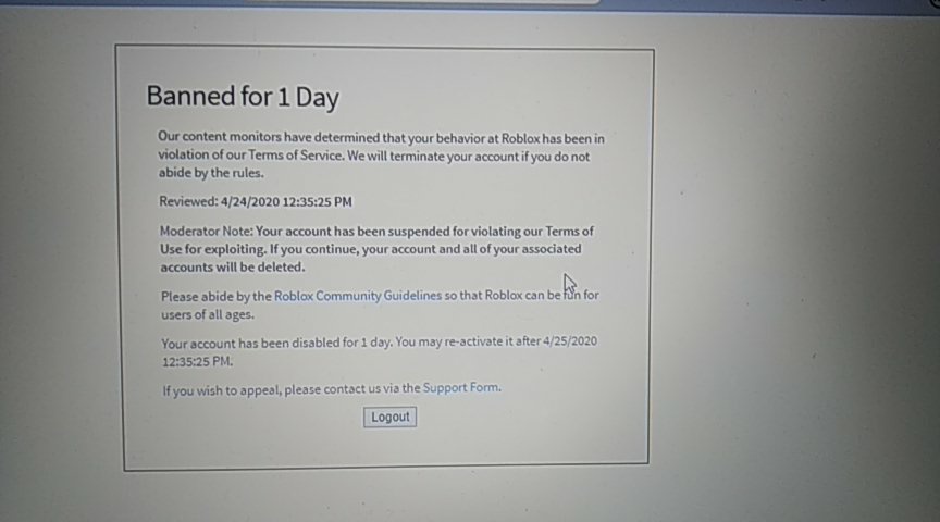 My roblox account has been disabled for a day.