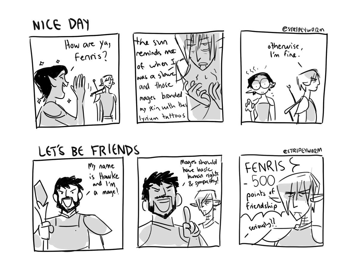 so I started getting into Dragon Age 2 recently and this is all I've processed about the characters so far