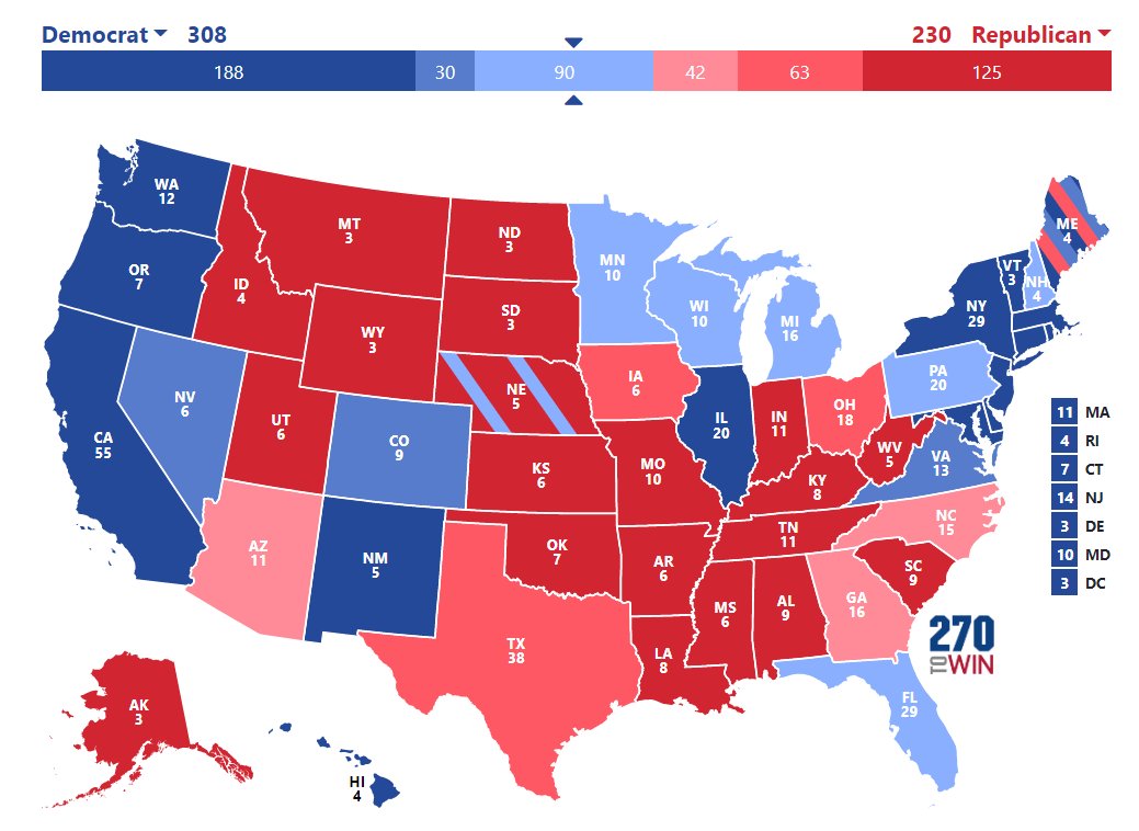 That's a 69.5% to 28.5% map (2% Other), a 41-pt margin. Crazy that Trump still wins WV & WY. If we use the 2020 annual GDP forecast of -5.6% instead we get the more reasonable map below. In general I wouldn't trust economic forecast models for 2020, we're in too weird of a place.