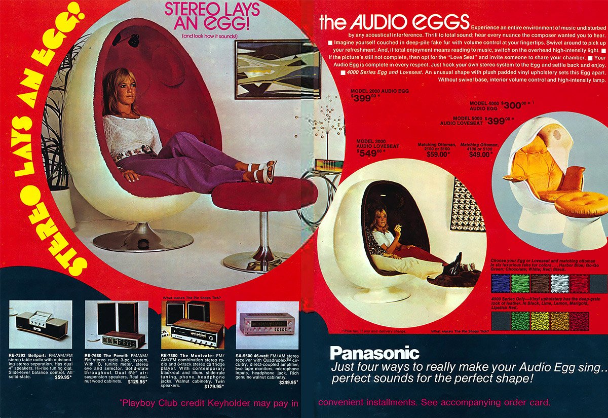 At #3: the Panasonic Audio Egg! Caramel leatherette or Go-Go green shagpile? What a choice...