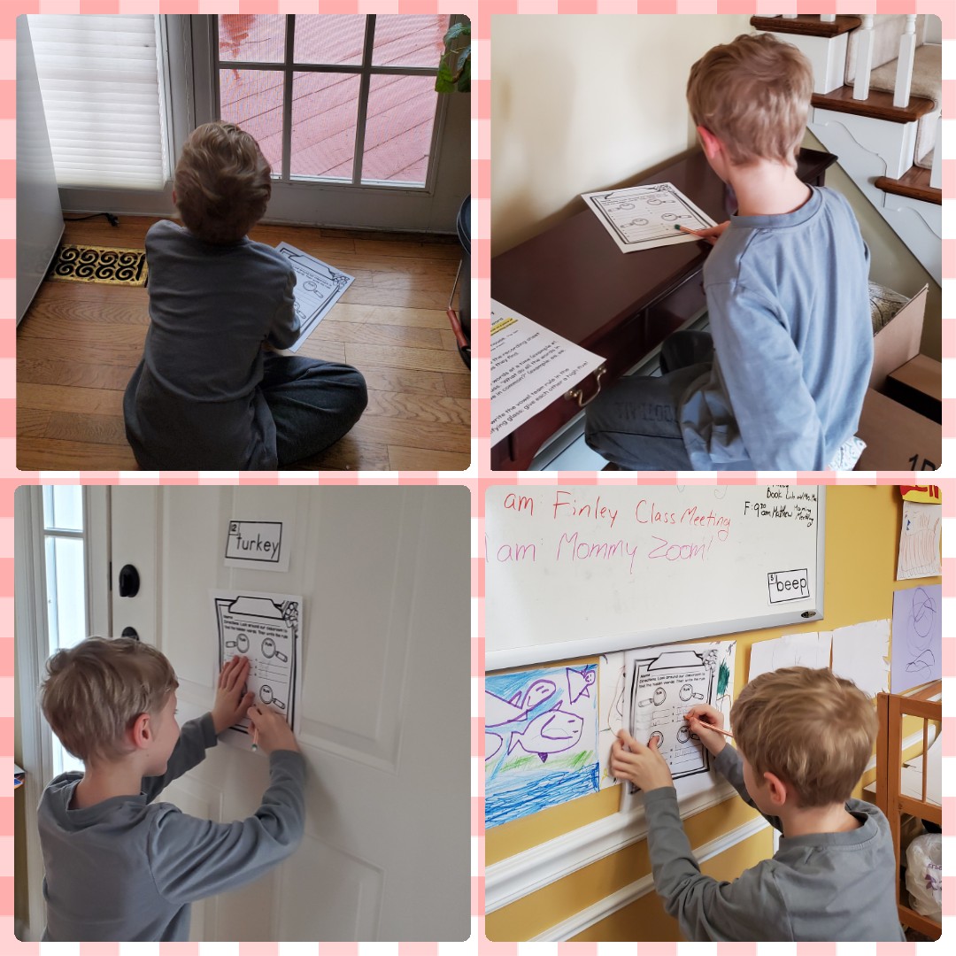 Finley playing Read the Room all over the house today! #BearTavernPride @EMac1stGrade