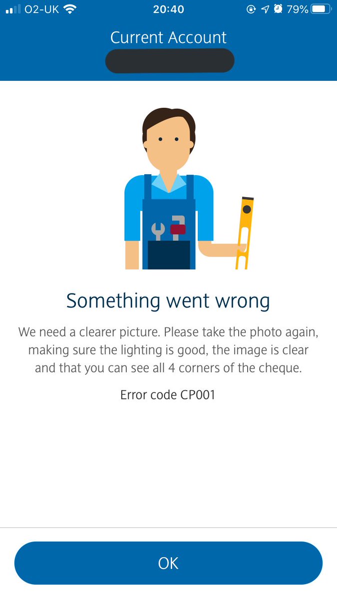NicHandle's tweet photo. Due to UK lockdown I have tried to use the @BarclaysUK app to pay in a cheque, as I want to avoid using the branch. When trying I have received this message multiple times, making it impossible for me to pay it in. Can you help please? https://t.co/gCsZhONCPU