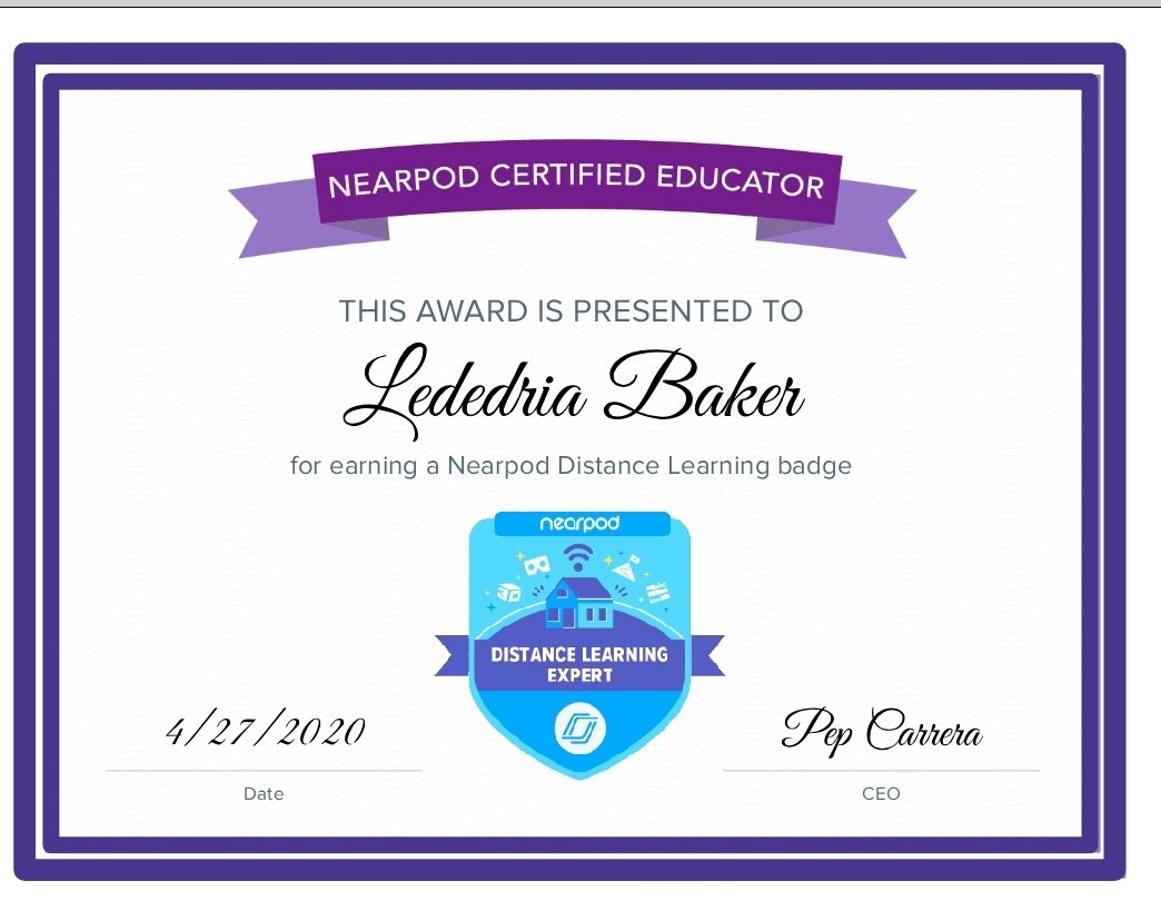 lededria's tweet photo. I did it again! I enjoyed the @nearpod  distance learning course.  @LeinkaufE #alwayslearning https://t.co/1rX6kt7NVF